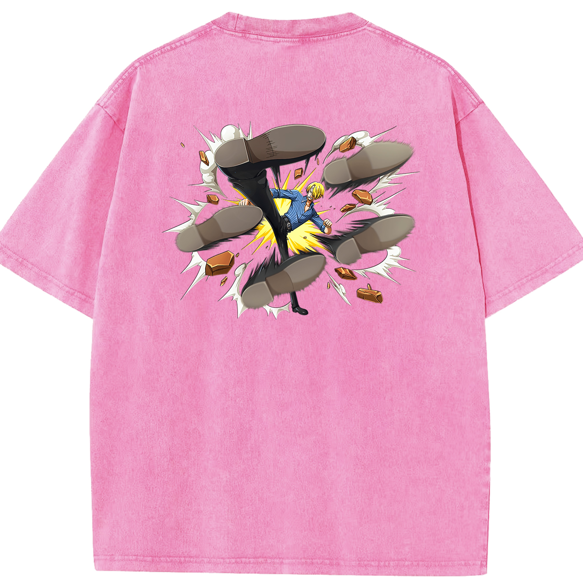 ワンピース サンジ ONE PIECE Sanji 綿100% ヴィンテージ風 半袖Tシャツ（背面プリント）